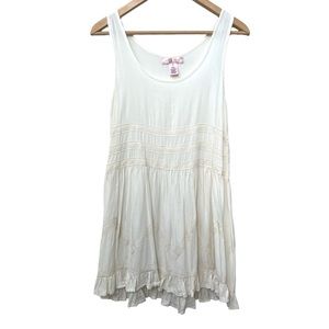 Zoe & Rose Dress Women XS Cream Boho Sleeveless Lace Trim Ruffle Hem Festival